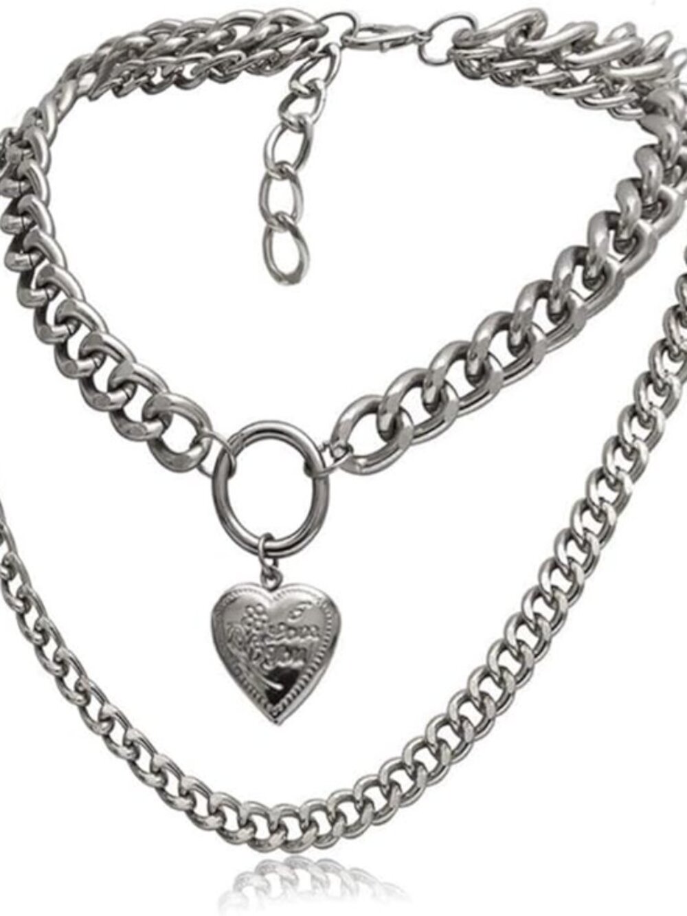 Chunky Silver Statement Chain Necklace